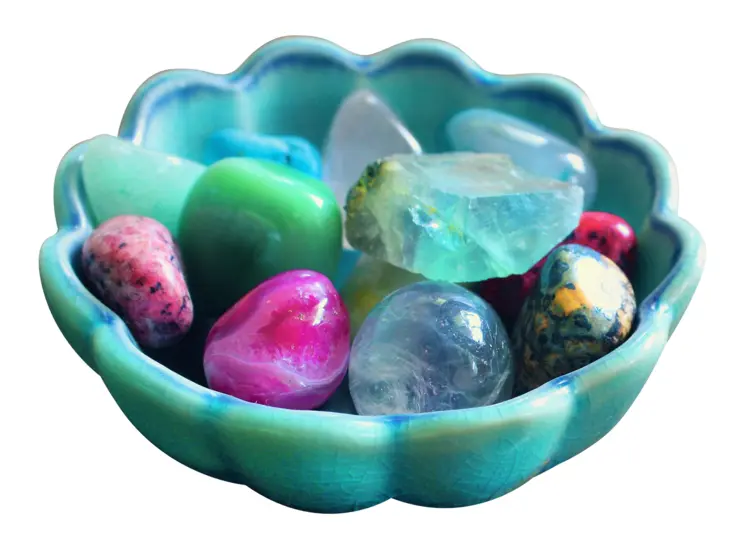 Bowl of Colorful Decorative Stones