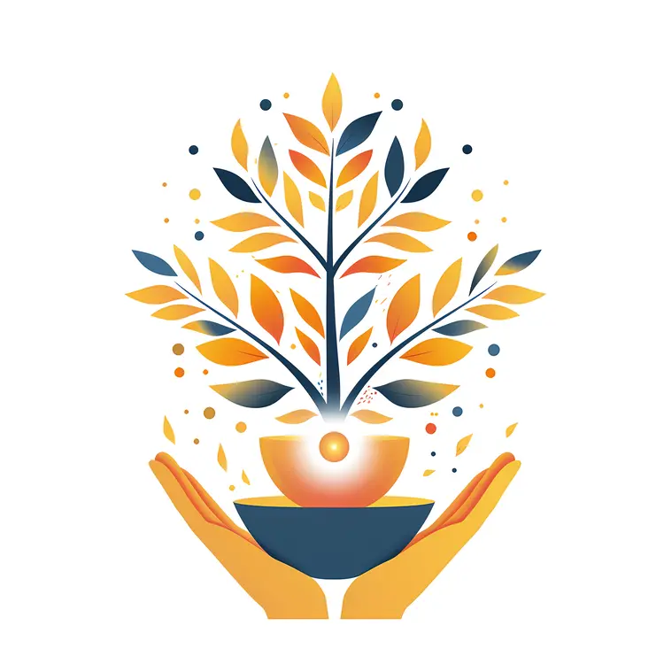Hands Holding Growing Plant Illustration