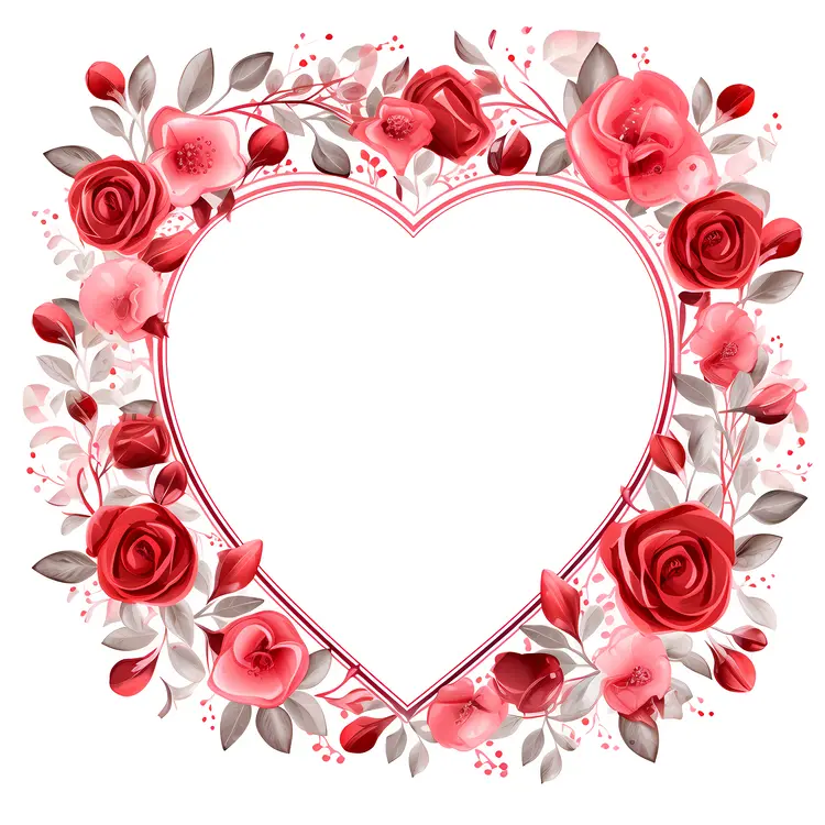 Heart Frame with Red Roses