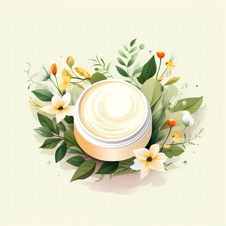 Cream Jar with White and Orange Flowers