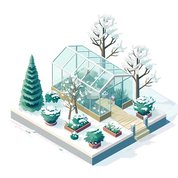 Greenhouse in a Snowy Winter