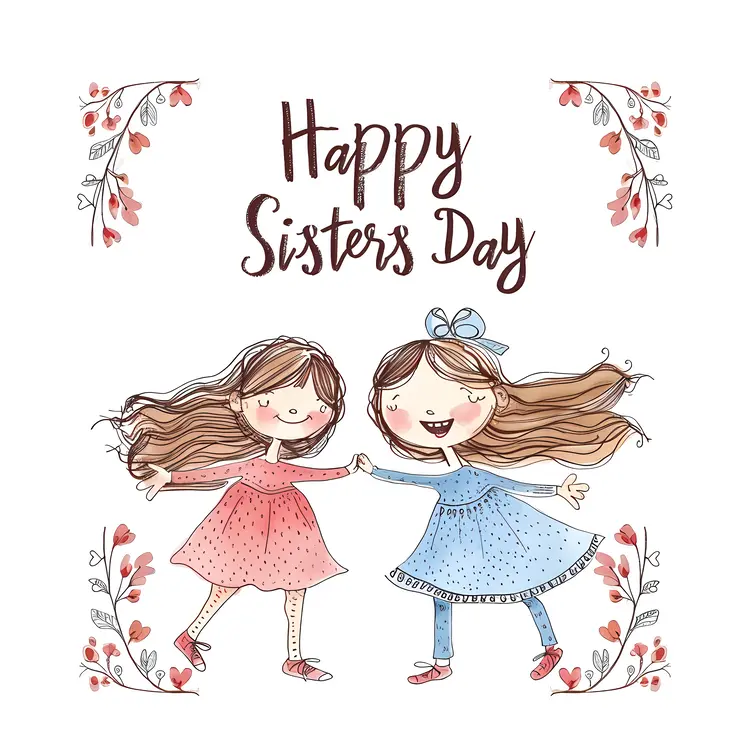 Happy Sisters Day with Two Girls