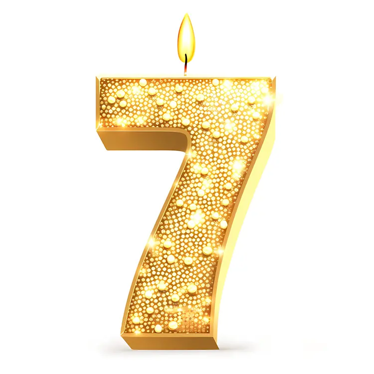 Golden Number 7 Candle for Celebrations
