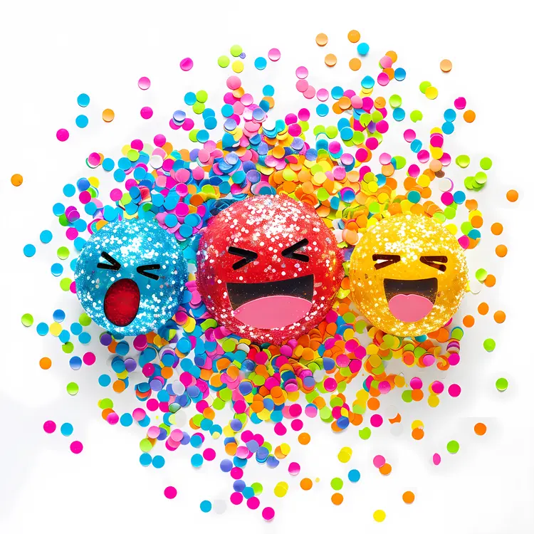 Colorful Glittery Faces with Confetti
