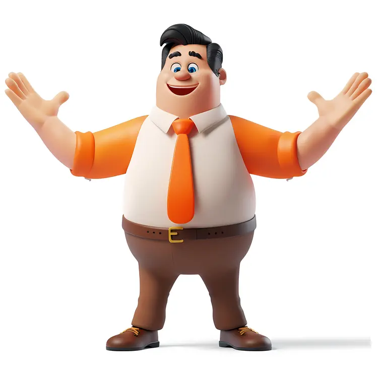 Happy Businessman in Orange Tie