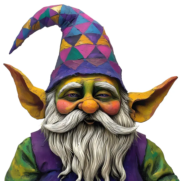 Colorful Gnome with Geometric Hat
