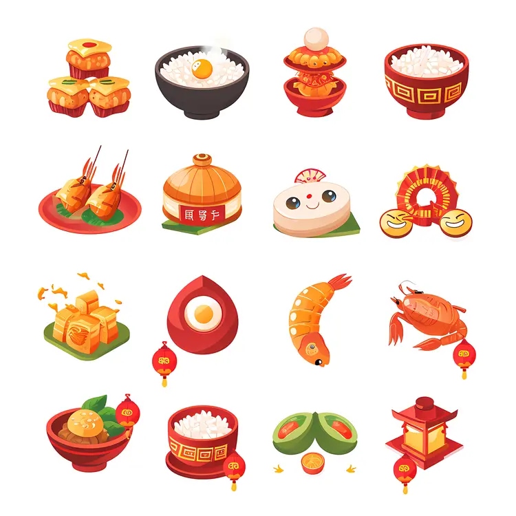 Chinese Food Icons Set