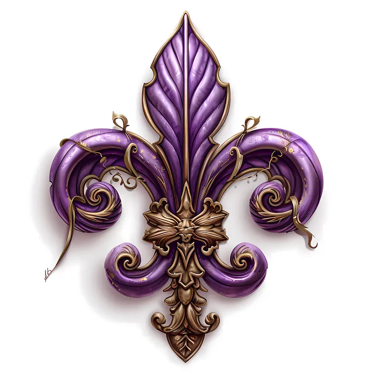 Purple and Bronze Ornamental Fleur-de-lis