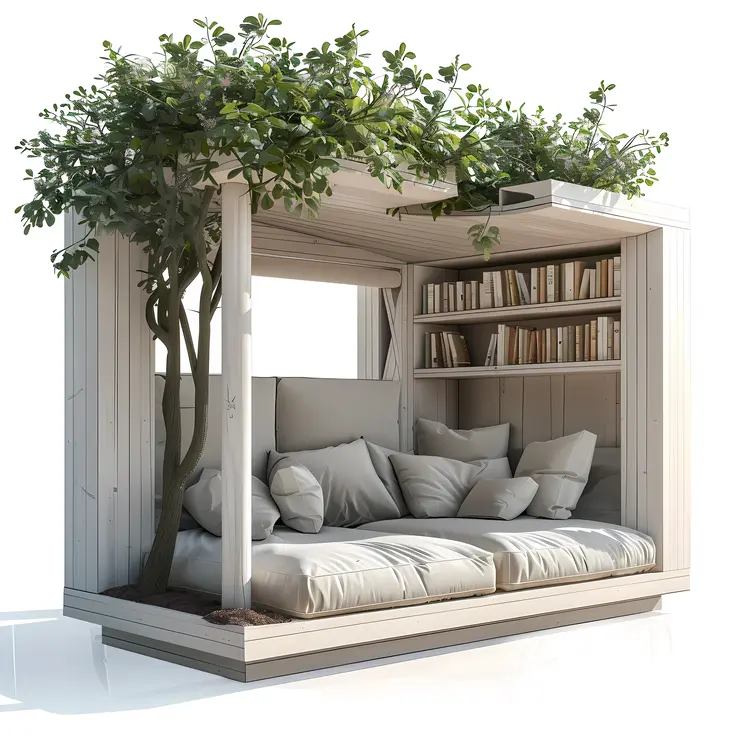 Illustration of a Modern Reading Nook