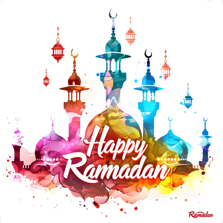 Colorful Happy Ramadan Greeting