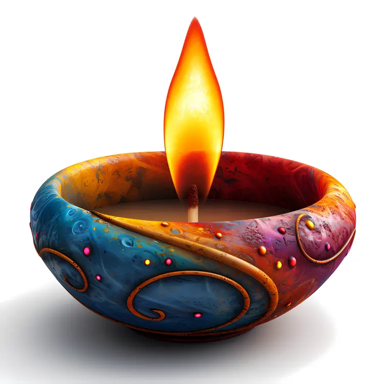 Vibrant Candle with Swirling Patterns