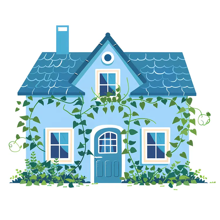 Charming Blue House with Vines