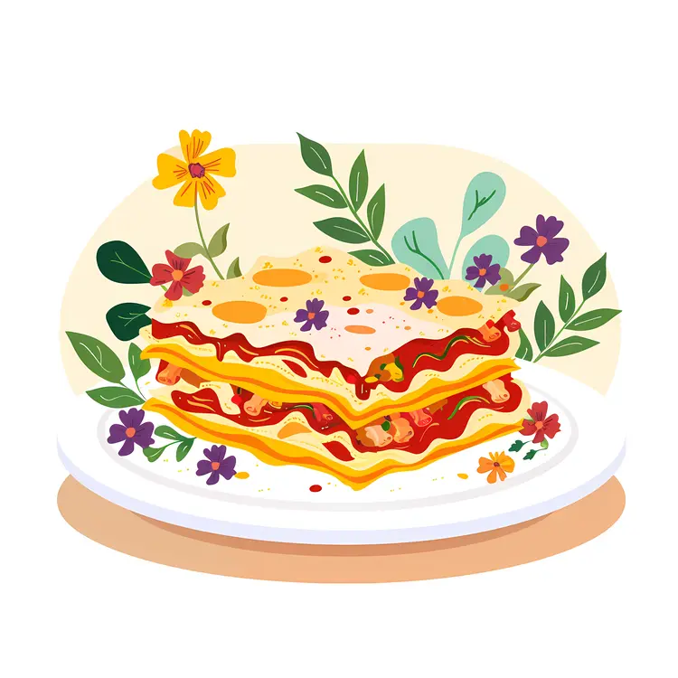 Delicious Lasagna with Floral Decoration