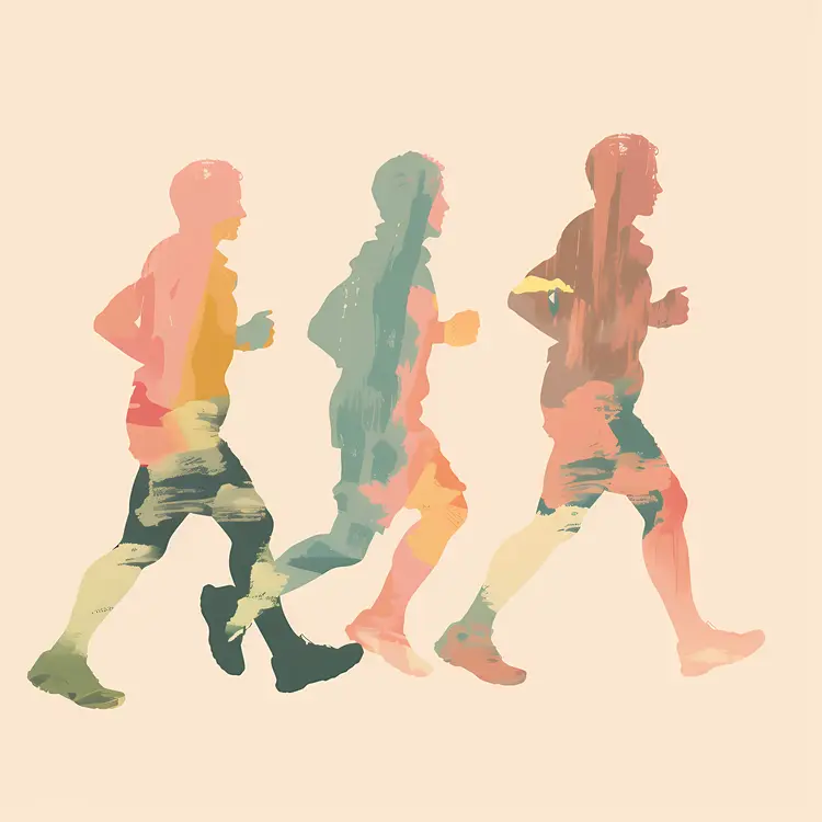 Colorful Silhouettes of Runners