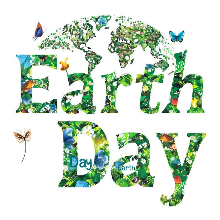 Earth Day with Flowers and Butterflies