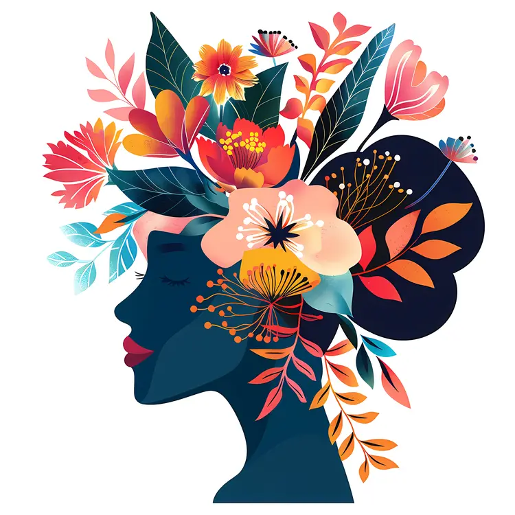 Colorful Floral Silhouette Digital Art