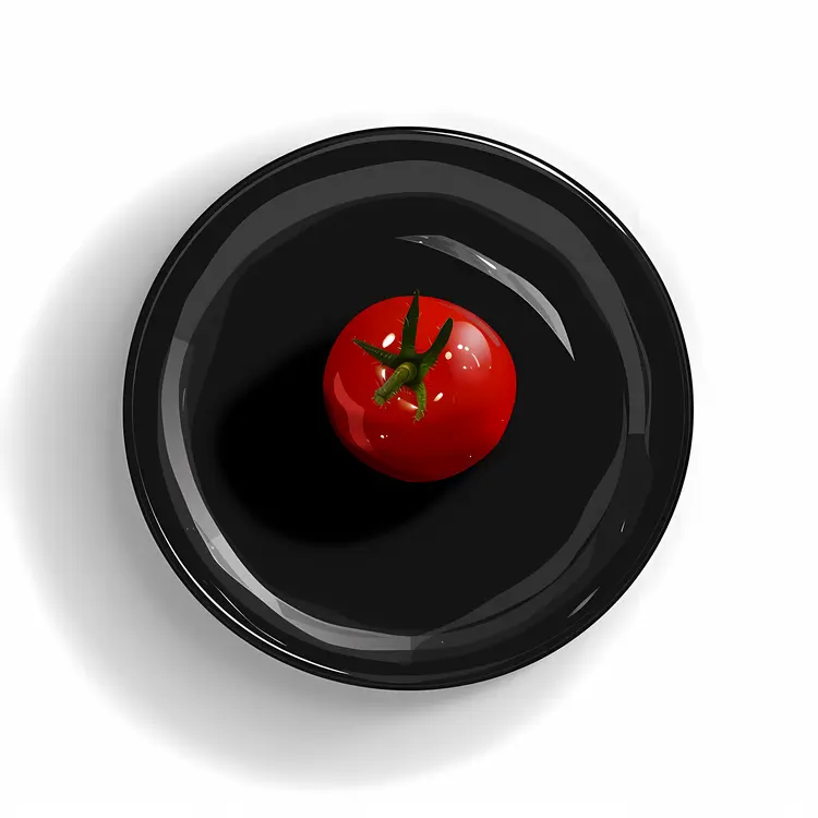 Red Tomato on Black Plate