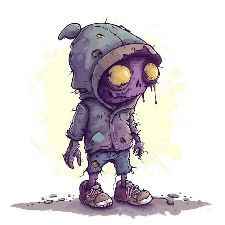 Cute Zombie in Blue Hoodie
