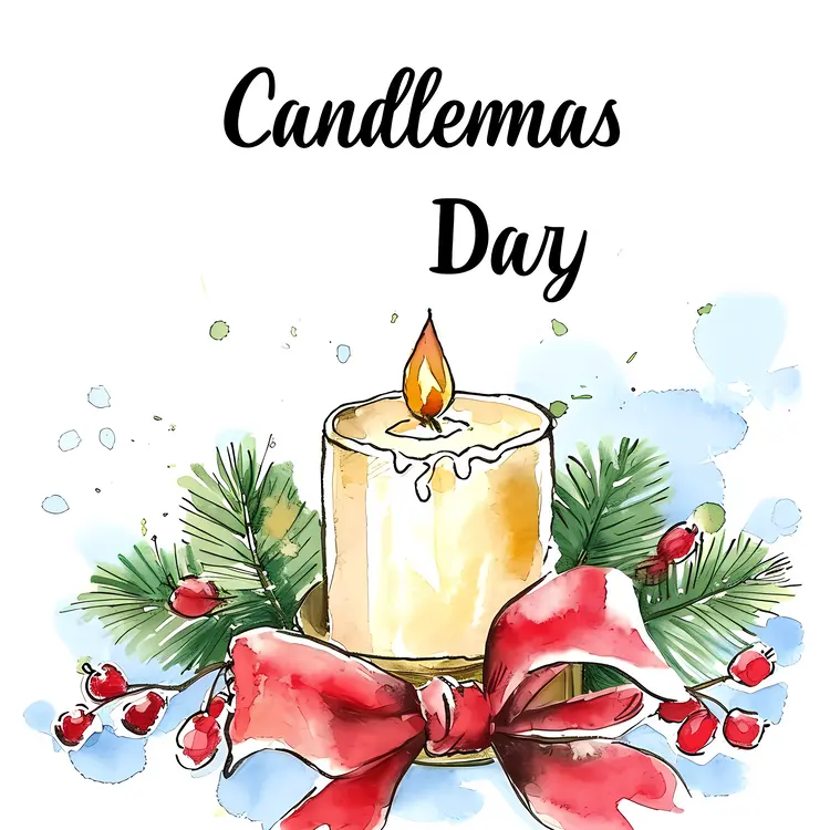 Candle with Red Bow for Candlemas Day