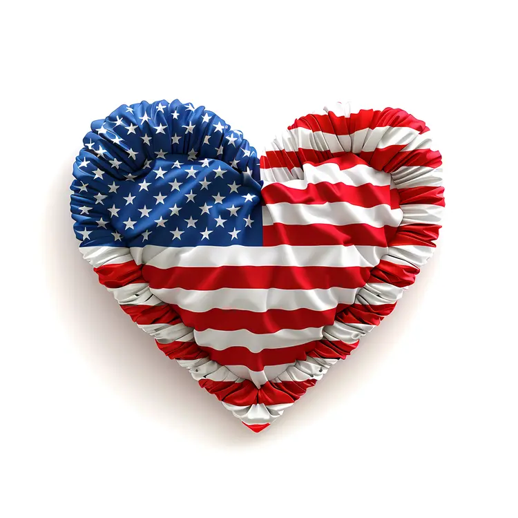 Ruffled Heart Shaped American Flag