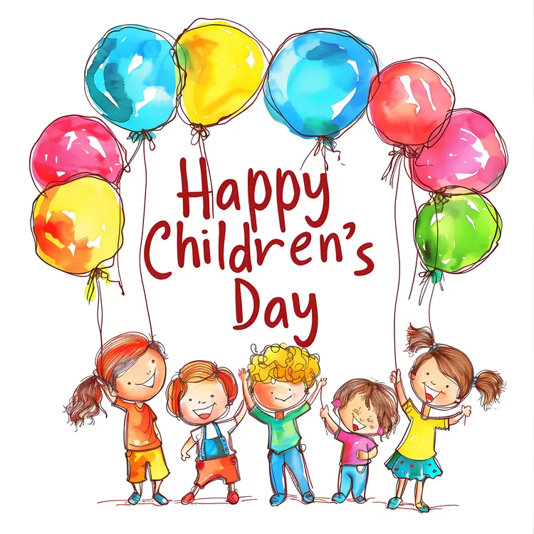 Happy Children's Day with Balloons