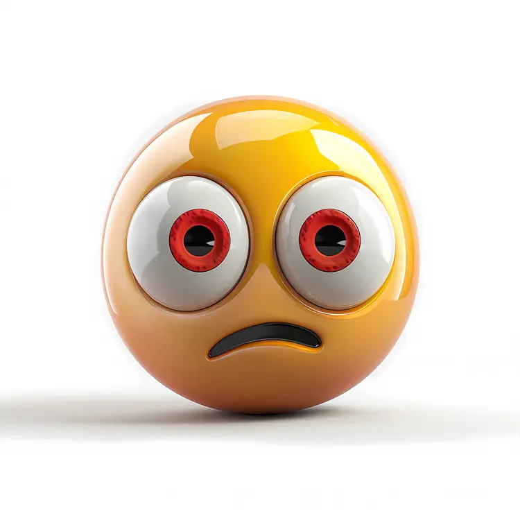 Worried Yellow Emoji with Red Eyes