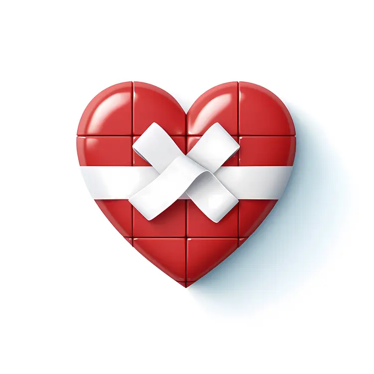 Red Heart with Bandage for Valentine's Day