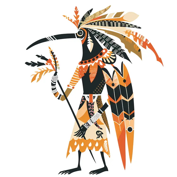 Tribal Bird Shaman with Staff