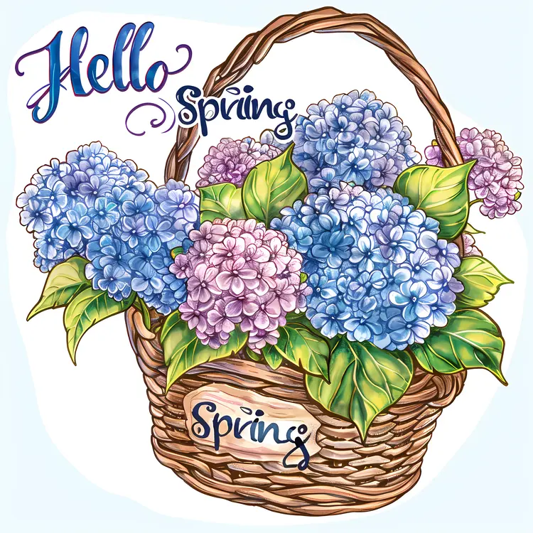 Hello Spring Basket of Flowers