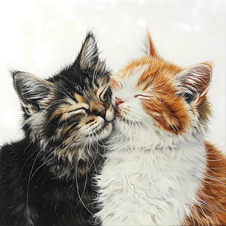 Two Adorable Cats Kissing
