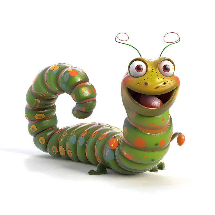 Cute Cartoon Caterpillar with Big Eyes