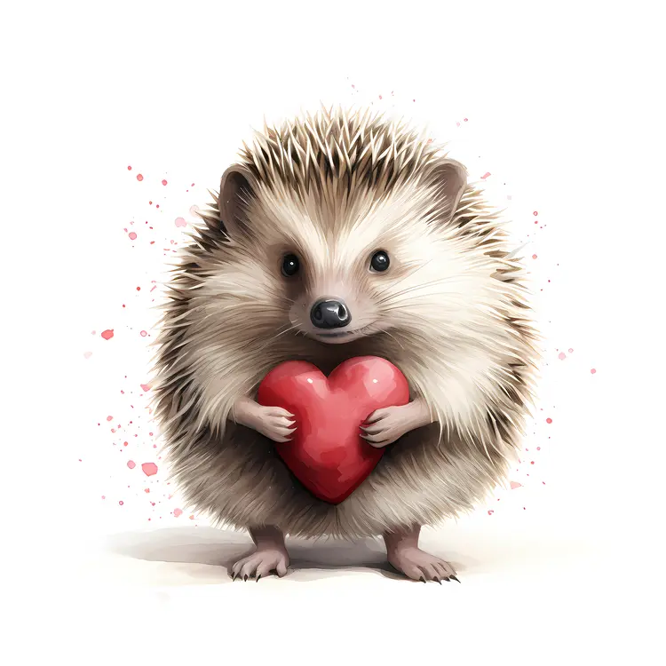 Adorable Hedgehog Holding a Heart