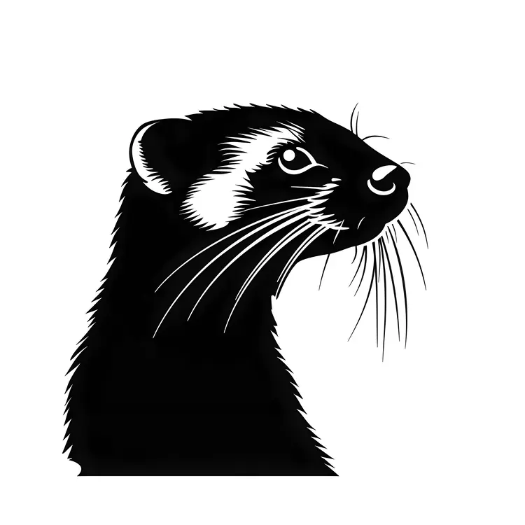 Elegant Black Ferret Silhouette