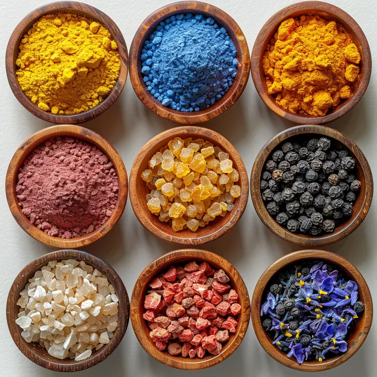 Assorted Colorful Powders in Bowls