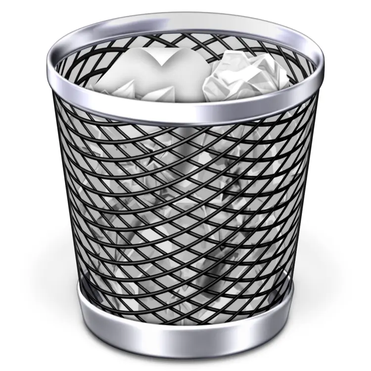 Metal Trash Bin with Crumpled Paper