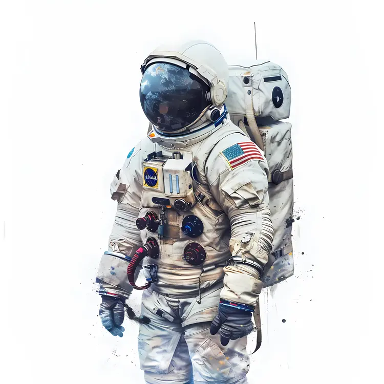 Astronaut in Space Suit with American Flag