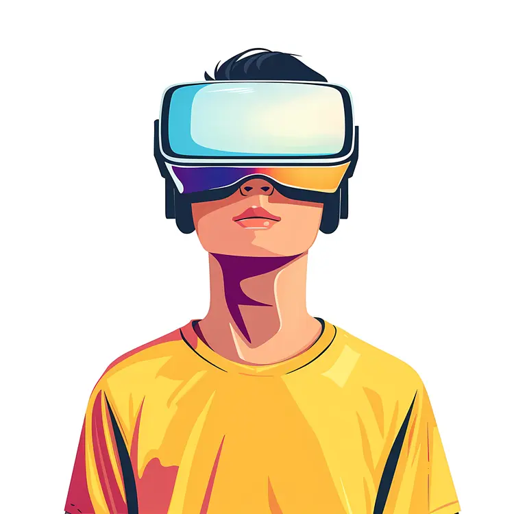 Person in Yellow Shirt with VR Headset