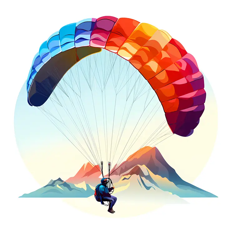 Paraglider Over Mountain Landscape
