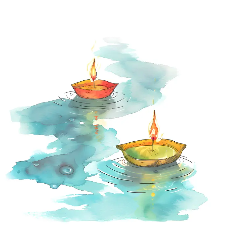 Floating candles on water