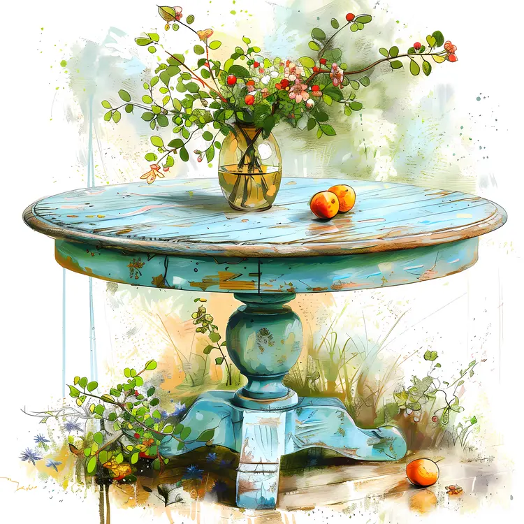 Rustic Table with Floral Decor