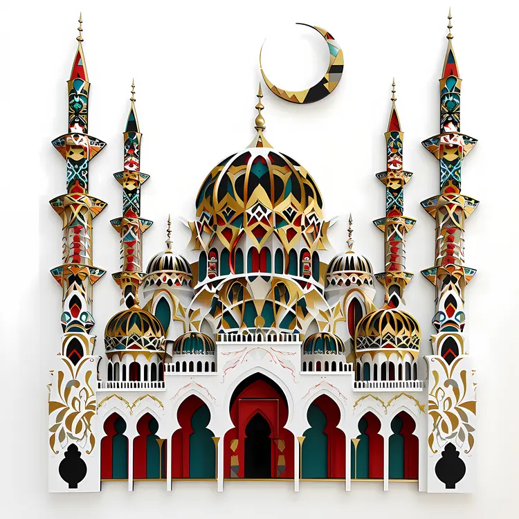 Colorful Mosque with Intricate Design