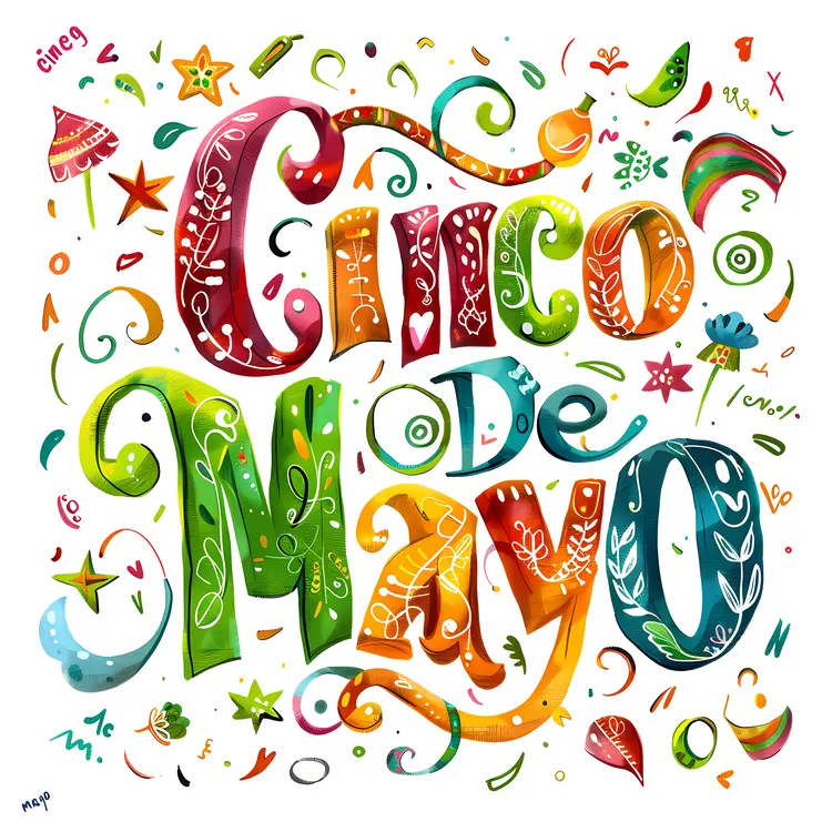 Colorful Cinco de Mayo Text Design