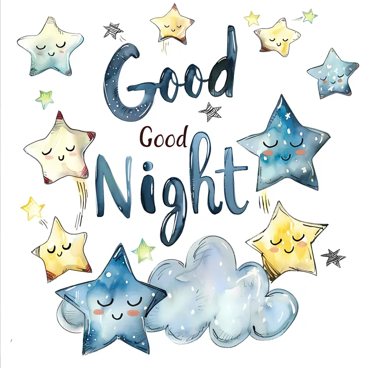 Good Night with Stars and Cloud
