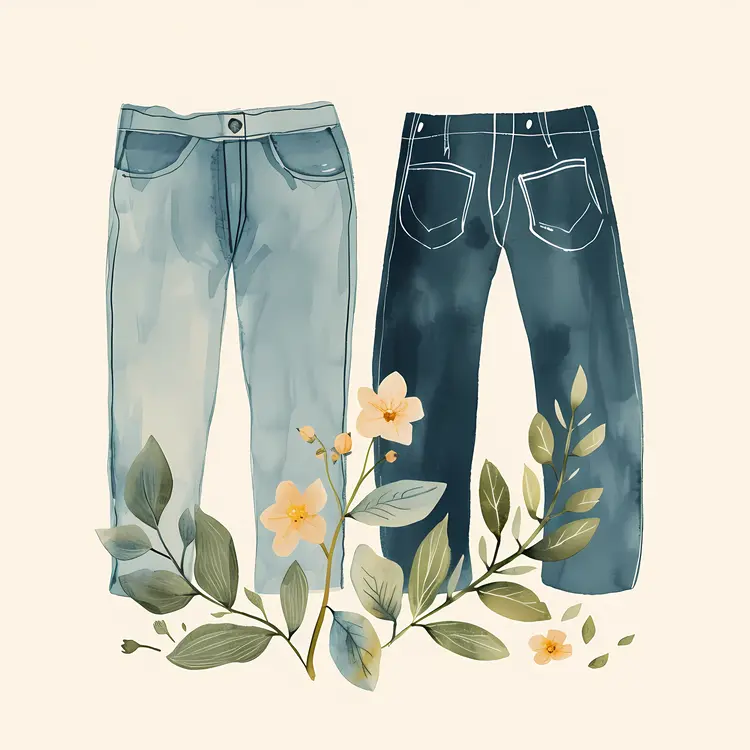Jeans with Floral Design