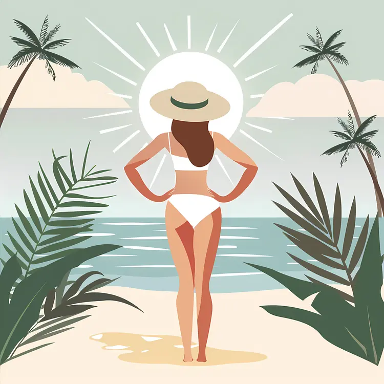 Woman in Swimsuit on Beach
