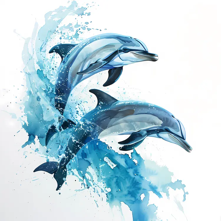 Dynamic Blue Dolphins Art