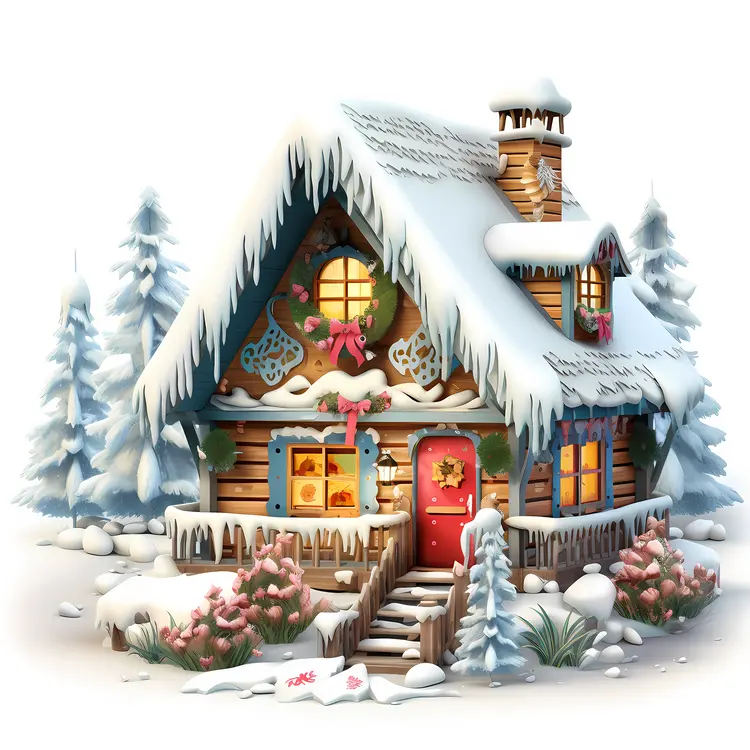 Gingerbread Style House with Snow