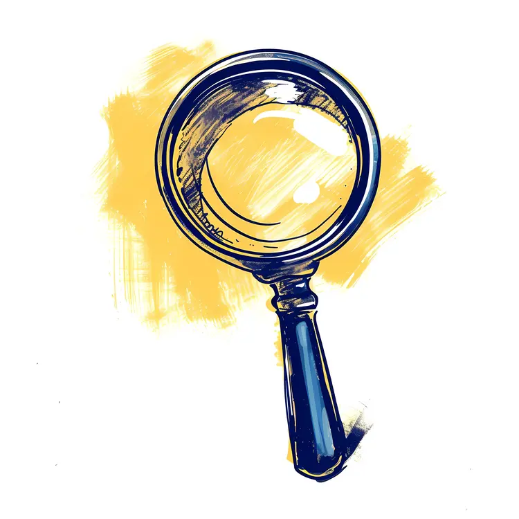 Blue Magnifying Glass with Yellow Background