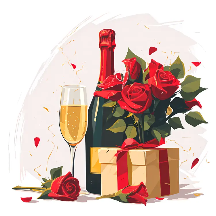 Champagne and Roses for a Romantic Celebration