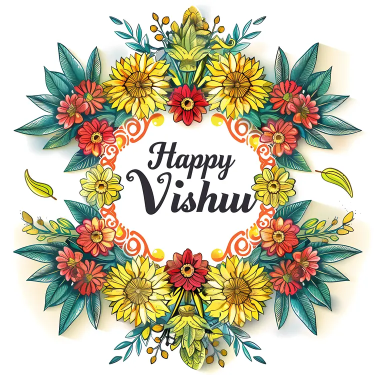 Happy Vishu Floral Wreath